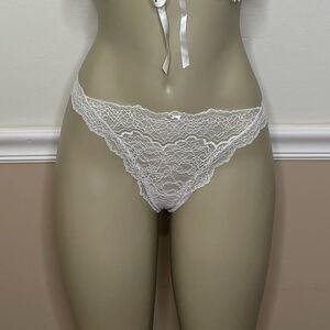 Victoria's Secret Dream Angels Coconut White Corded Thong Panty